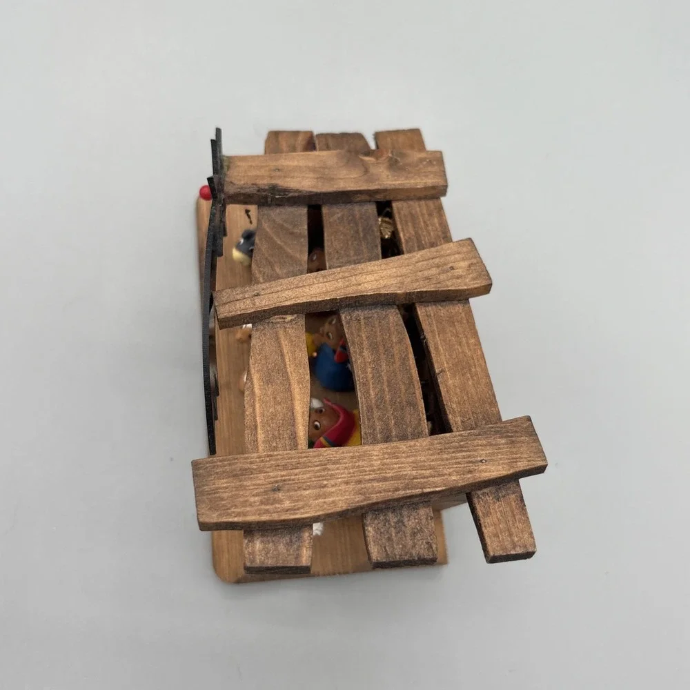 Vintage Nativity Set In Manger 3D Diorama Wood Hand Crafted by Franciscan Monks‎